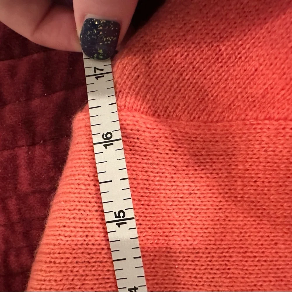 Coral pink wool blend sweater with ruffle neck from J. Crew
